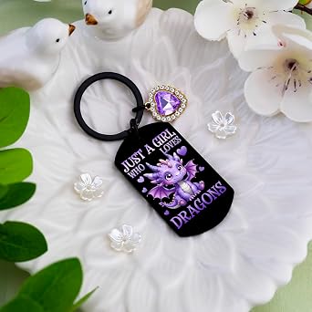 Best Dragon Gifts for Girls Dragon Keychain | Gifts for Dragons Lover Christmas Birthday Gift for Her Just A Girl Who Loves Dragons Keychain for Friend Sister Daughter