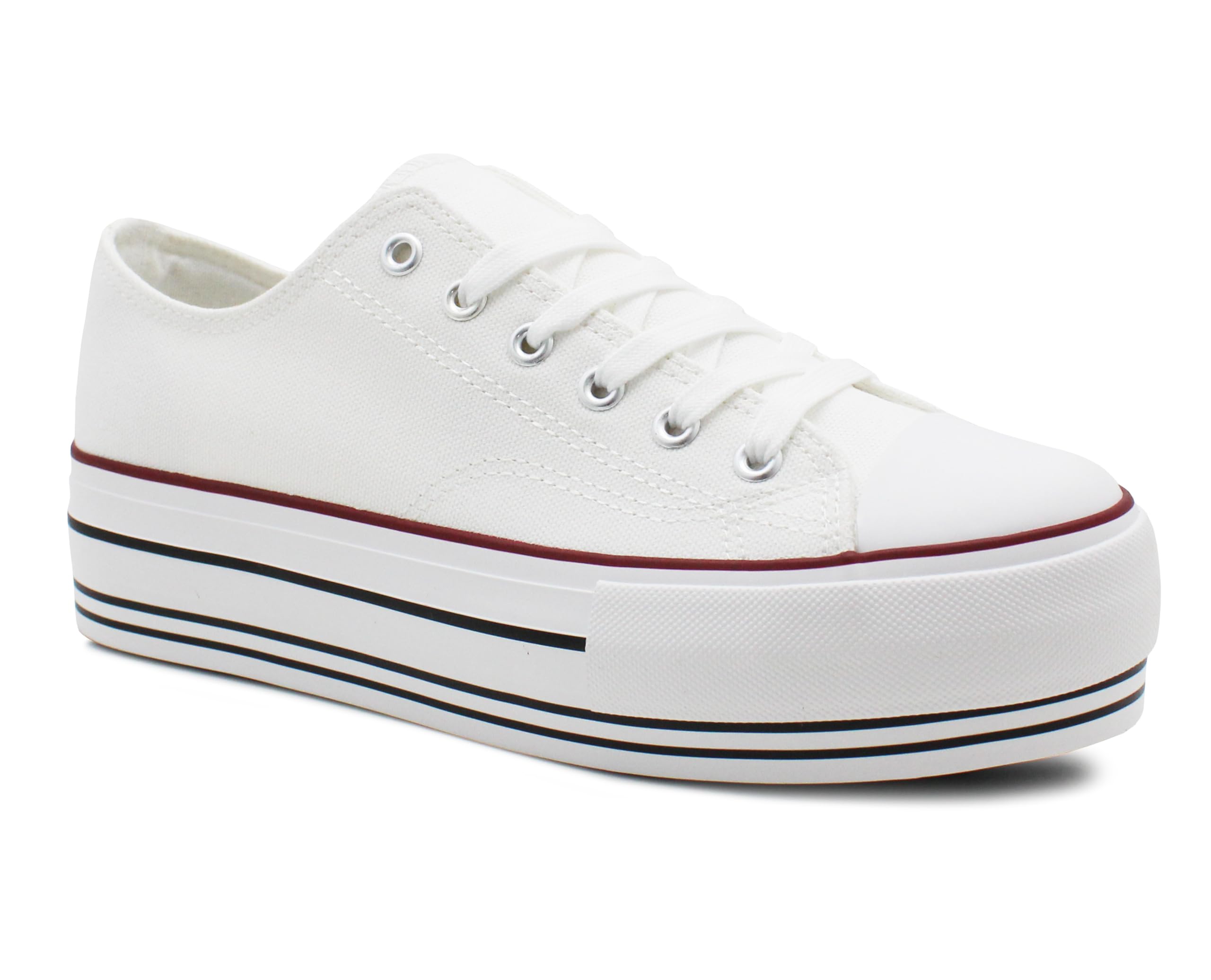 IMTYWomens Platform Canvas Trainers Lace Up Chunky Sole Baseball Sneakers Ladies Flat Low Top Fashion Trainer Pumps