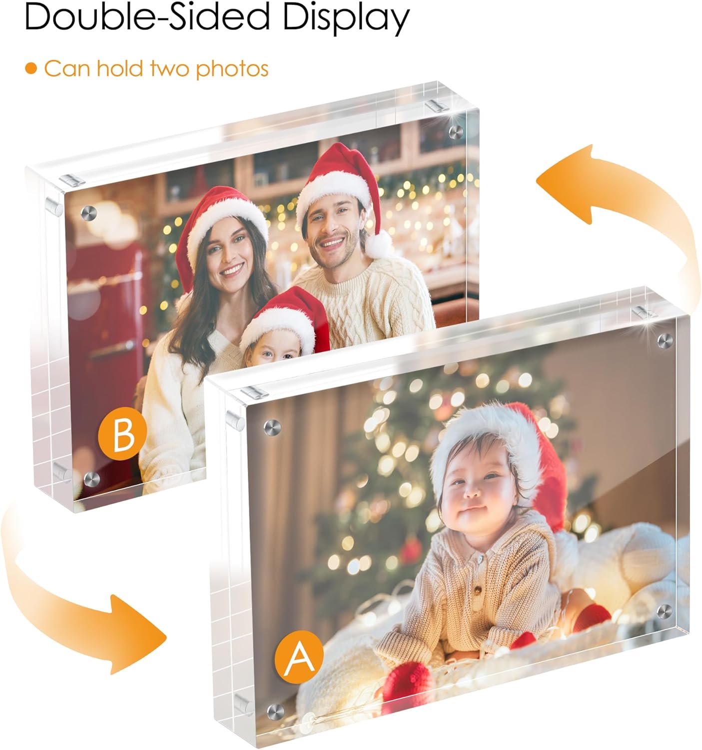 5x7 Acrylic Picture Frame Set of 6, 20mm Thick, Double-Sided Transparent Magnetic Frameless Photo Frame, Desktop Freestanding Display for Office or Home Decor - Image 5
