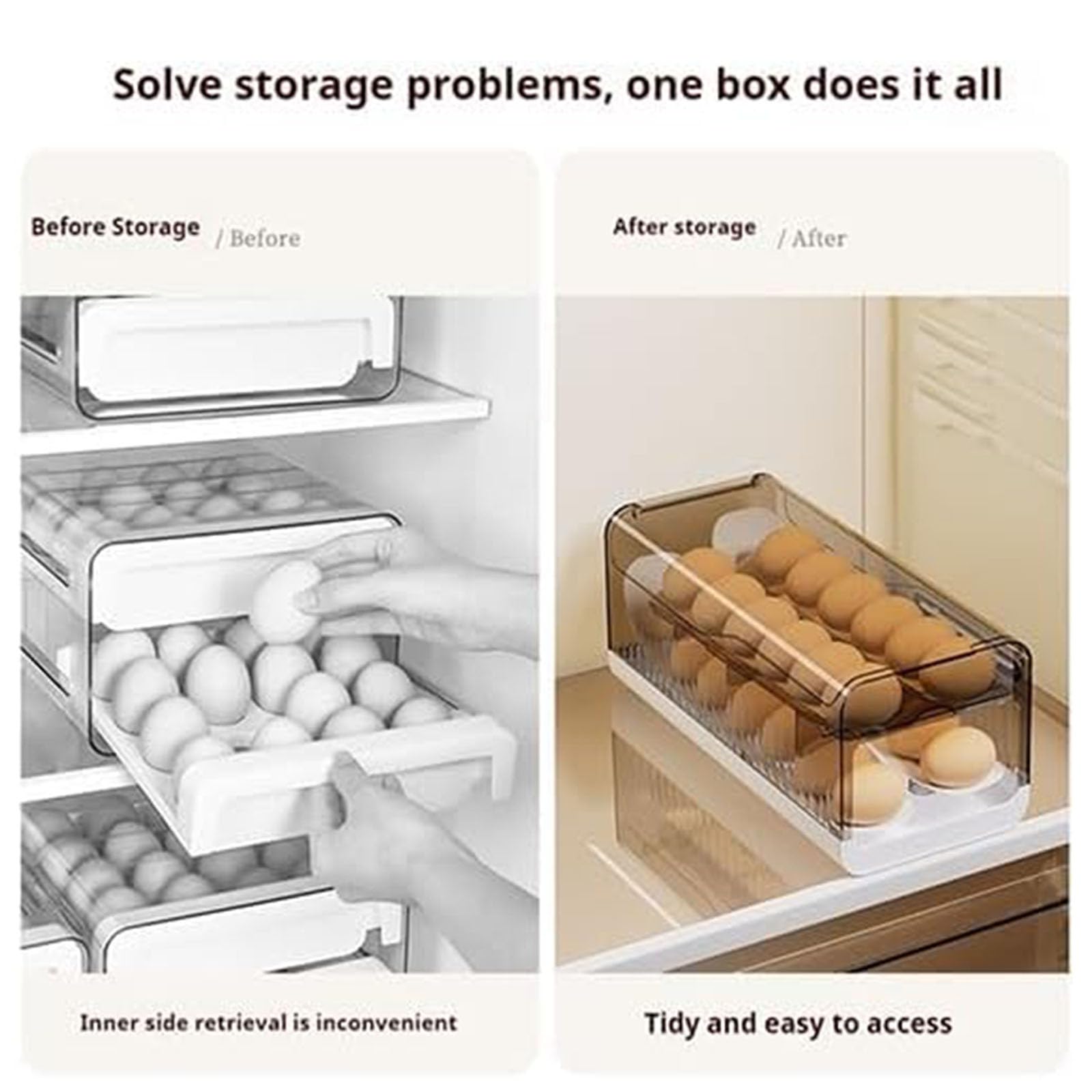 Soporte ergonómico para huevos con función de despliegue suave, perfecto para organizar y proteger el refrigerador de la cocina, contenedor de huevos rodantes
