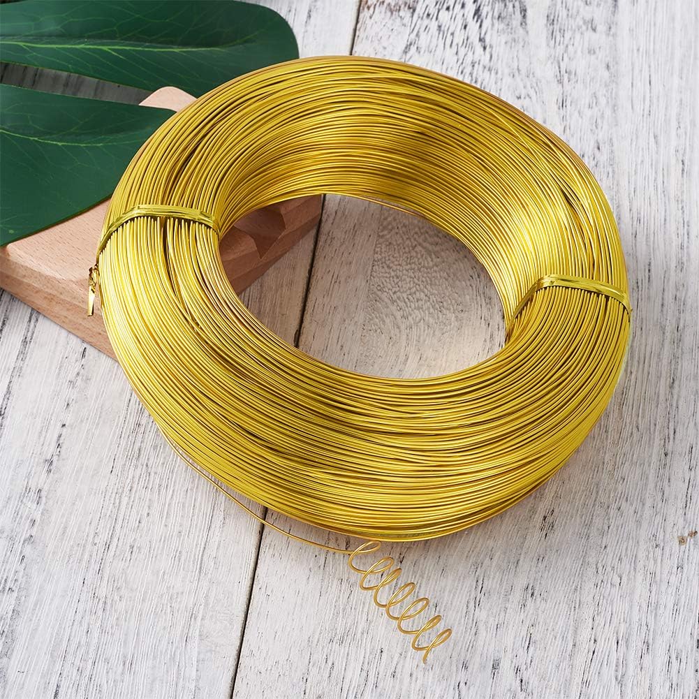 Cheriswelry 910 Feet 22 Gauge Gold Bendable Metal Craft Wire Aluminum Wire Flexible Soft Jewelry Beading Wire 0.6mm for Sculpting Armature Artistic Floral Garden Wrapping DIY Craft