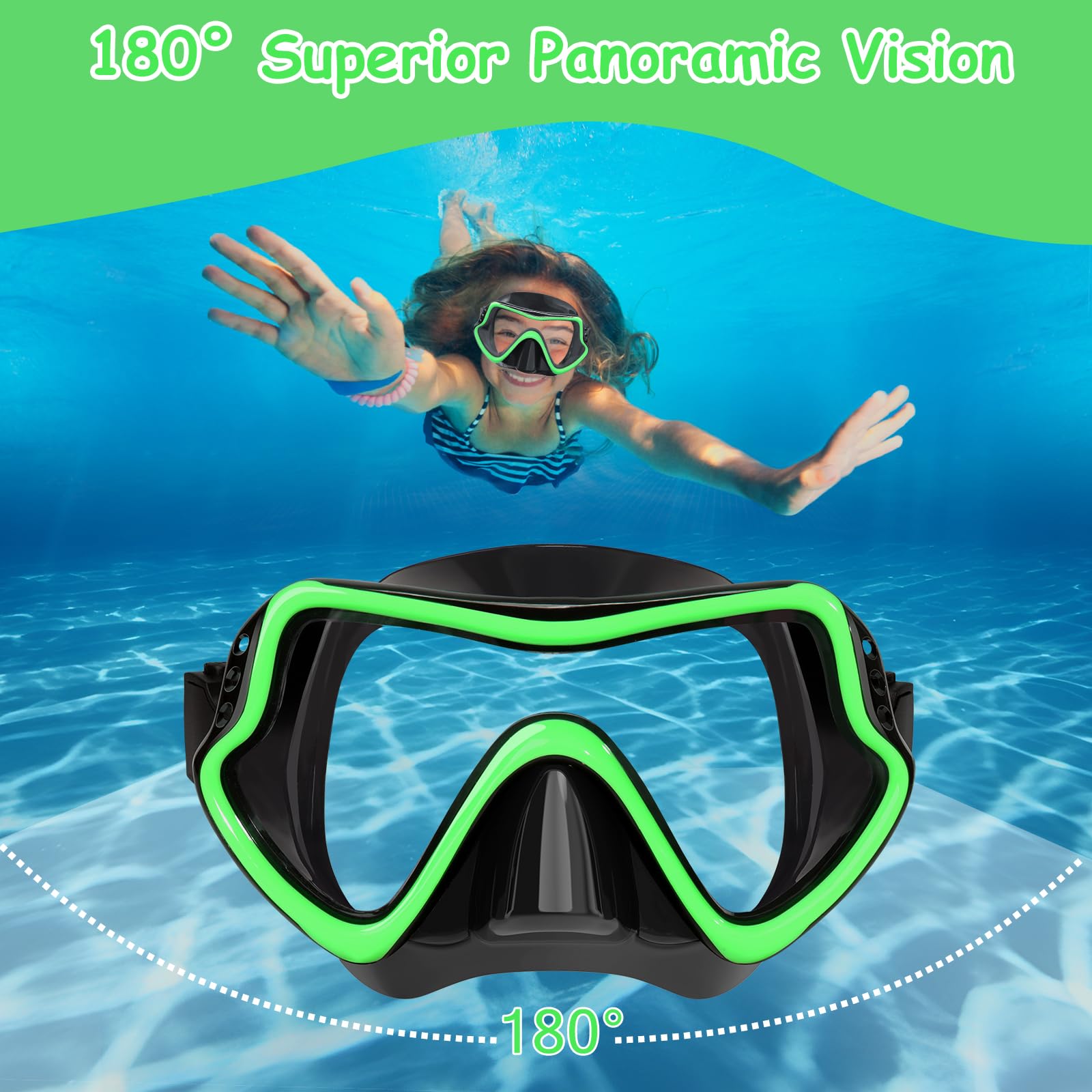 Occhialini da nuoto per bambini con copertura per il naso per ragazzi 8-15 anti-appannamento HD Vision occhiali da piscina occhialini da nuoto