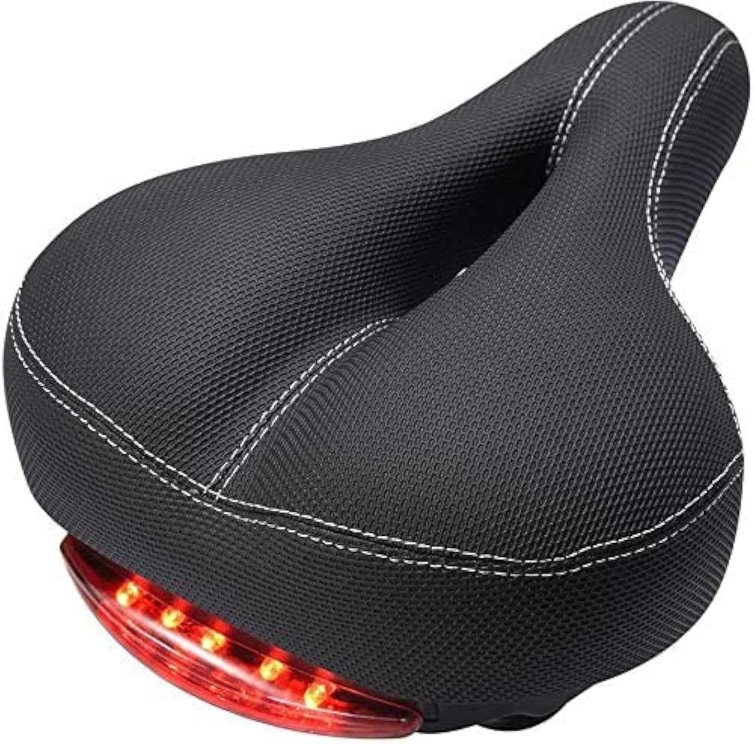 BIKUUL Comfortable Men Women Bike Seat Memory Foam Padded Leather Wide Bicycle Saddle Cushion with Taillight, Waterproof, Dual Spring Suspension, Soft, Breathable, Universal Fit