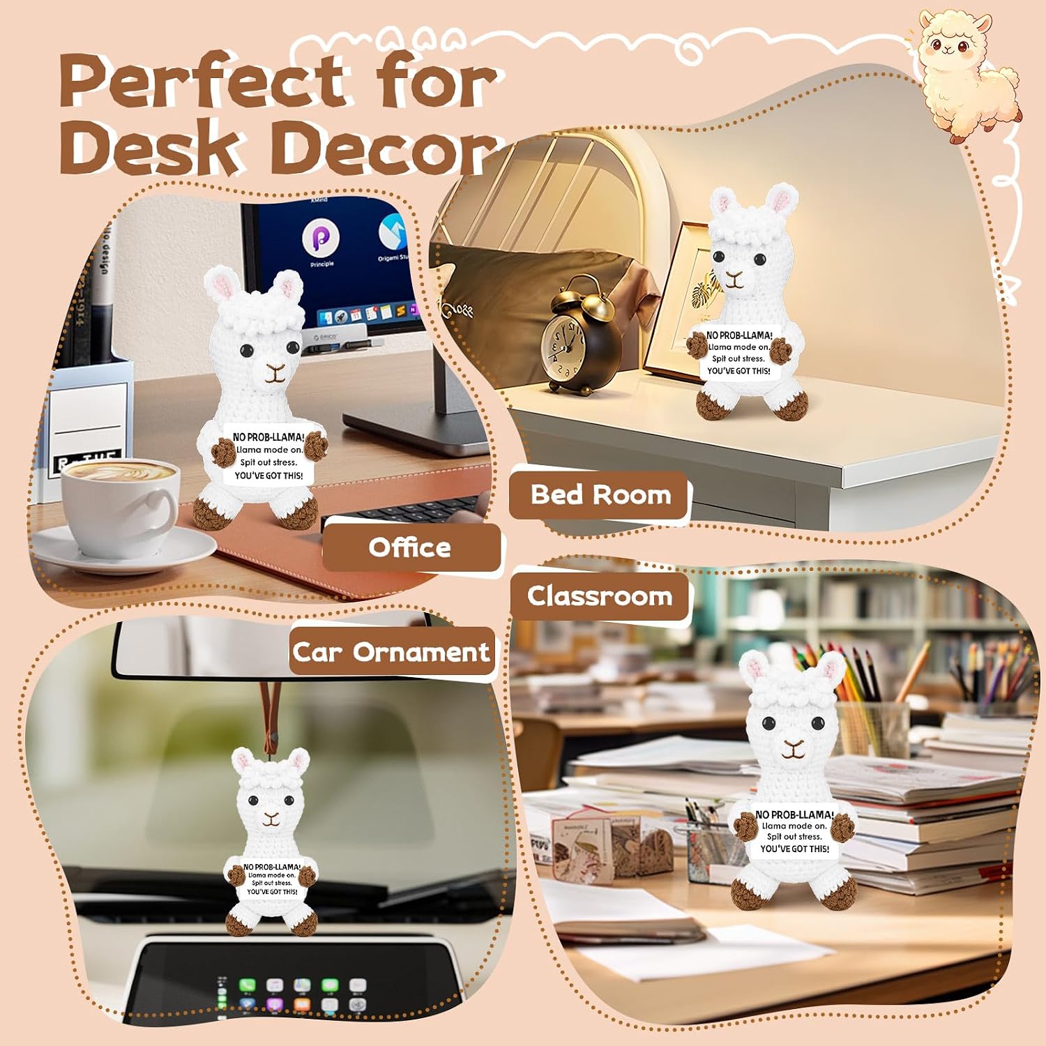 DAFURIET Funny Positive Llama Gifts for Women Men, Birthday Graduation Cheer Up Emotional Positive Animal Inspirational Self Care Crochet Gift for Coworker Friend College
