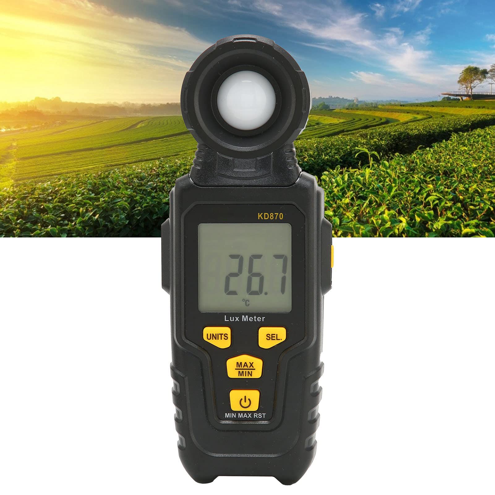 Illuminometro multifunzione LCD Misuratore digitale portatile di illuminamento Misuratore ambientale automatico con luxmetro Misuratore di luce Conservazione dei dati per ambienti
