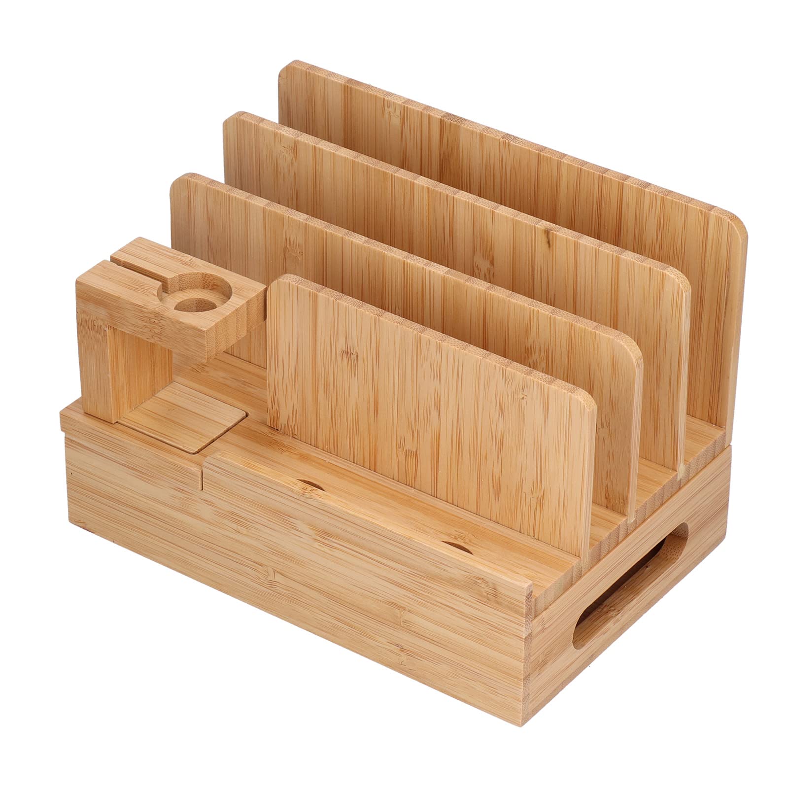 BuyWeek Station de Charge Bamboo, Station de Charge de Multi Appareils Support de Charge en Bois Organisateur de Station de Chargement pour Plusieurs Appareils