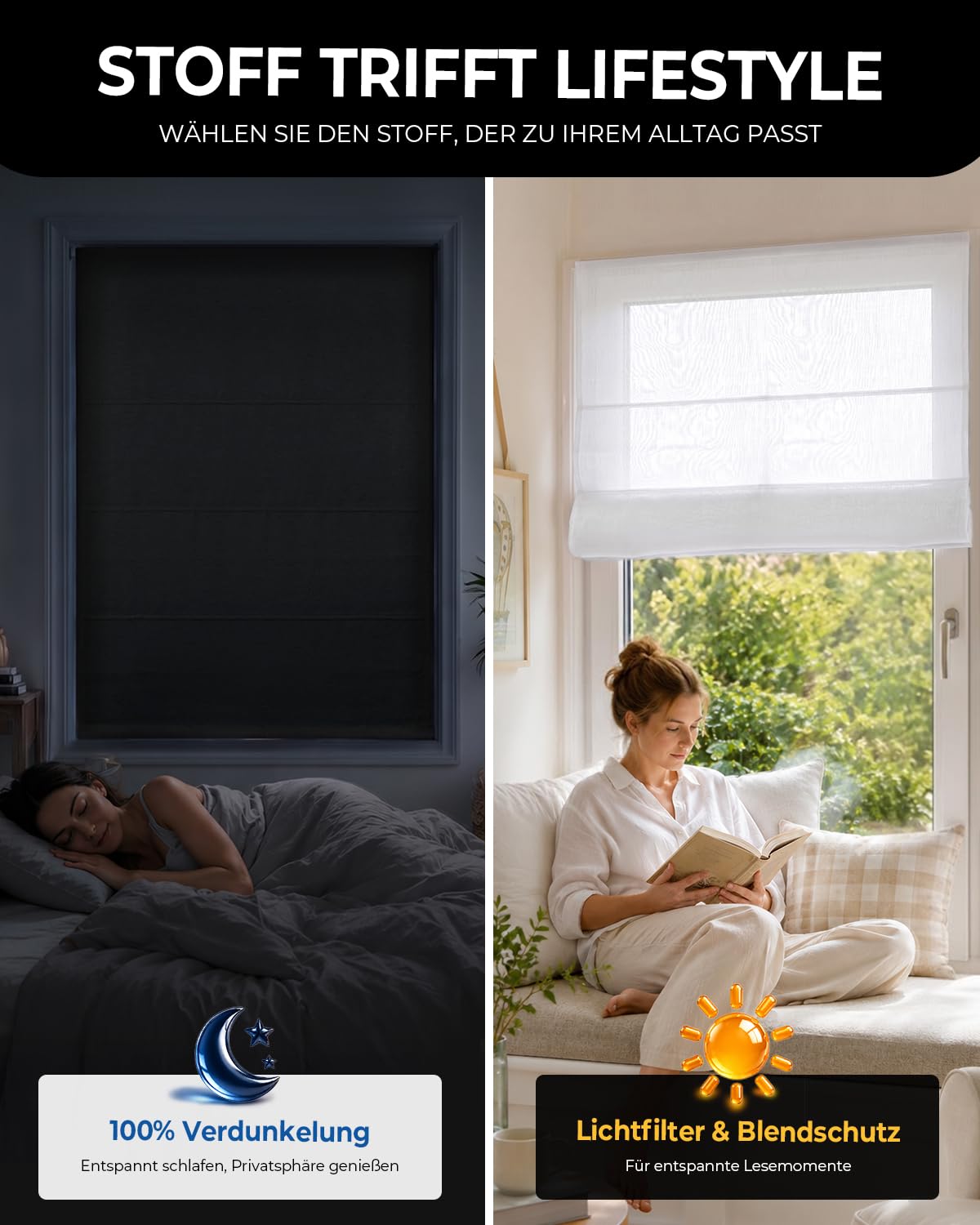 Victoria M. Store Bateau Translucide, 90 x 130 cm, Blanc | Store Intérieur Brise-Vue Moderne avec Rail en Aluminium Robuste, Réglage par Cordon, Idéal Pour Toutes Les Fenêtres