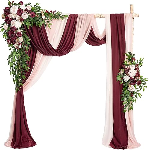 Miniatura 1 de ZIKY Kit de flores de arco de boda (paquete de 5), paquete de 5 decoraciones de arco floral artificiales que incluyen 2 piezas de tela drapeada y 3
