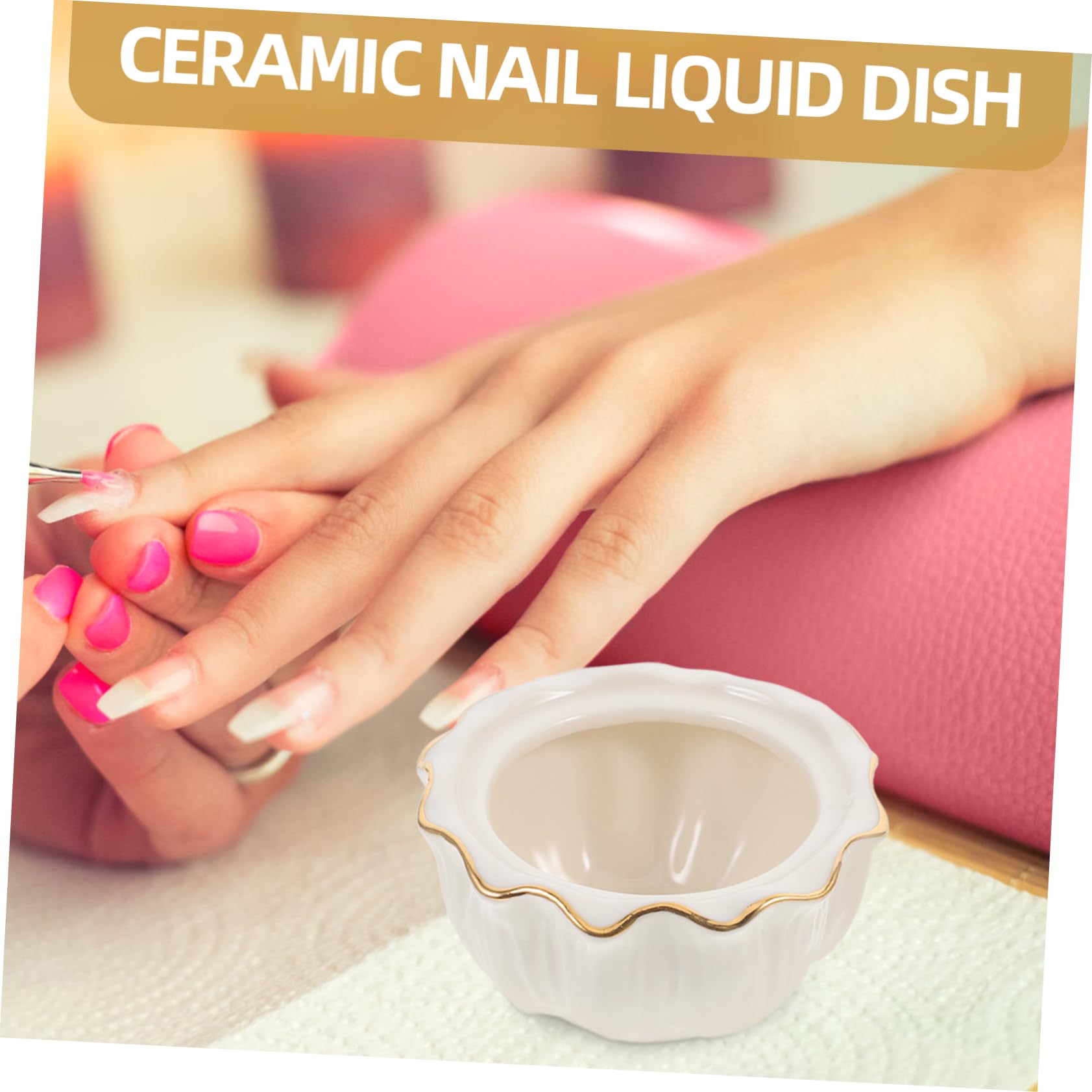 FRCOLOR Set Di 5 Coppette Per Unghie in Acrilico Coppette Per Nail Art in Ceramica Per Unghie in Ceramica