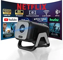 Bettdow Projetor 4k [Netflix-Licensed], Projetores Portatil 12000 Lumens Full Hd 1080p Compatível Com Android 13, HDR10+ Retroprojetor WiFi 6 BT 5.2, Keystone automático, Foco Automático (preto)