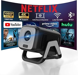 Bettdow Projetor 4k [Netflix-Licensed], Projetores Portatil 12000 Lumens Full Hd 1080p Compatível Com Android 13, HDR10+ Retroprojetor WiFi 6 BT 5.2, Keystone automático, Foco Automático (preto)