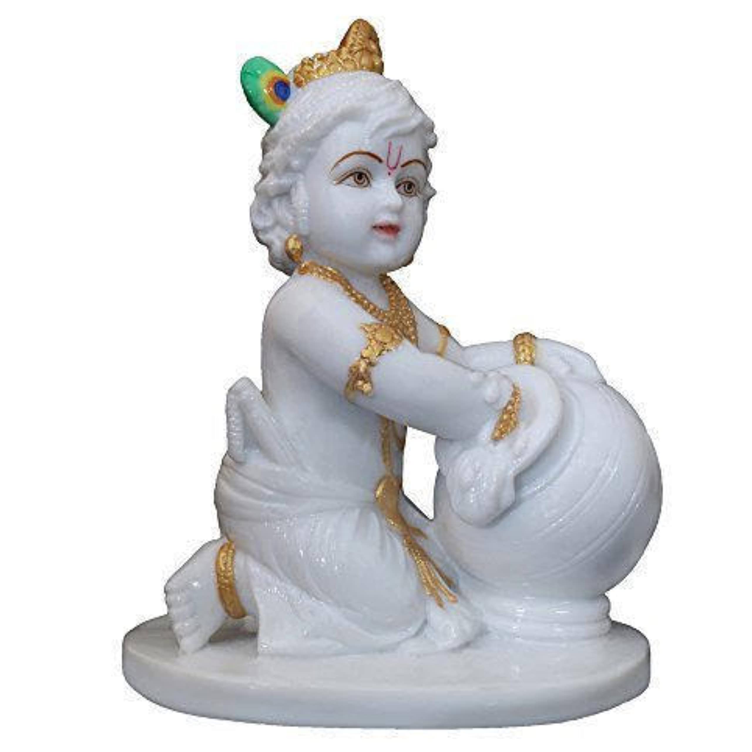 Buy KRISHNAGALLERY1 Marble White Makhan Chor matki Krishna ji Murti