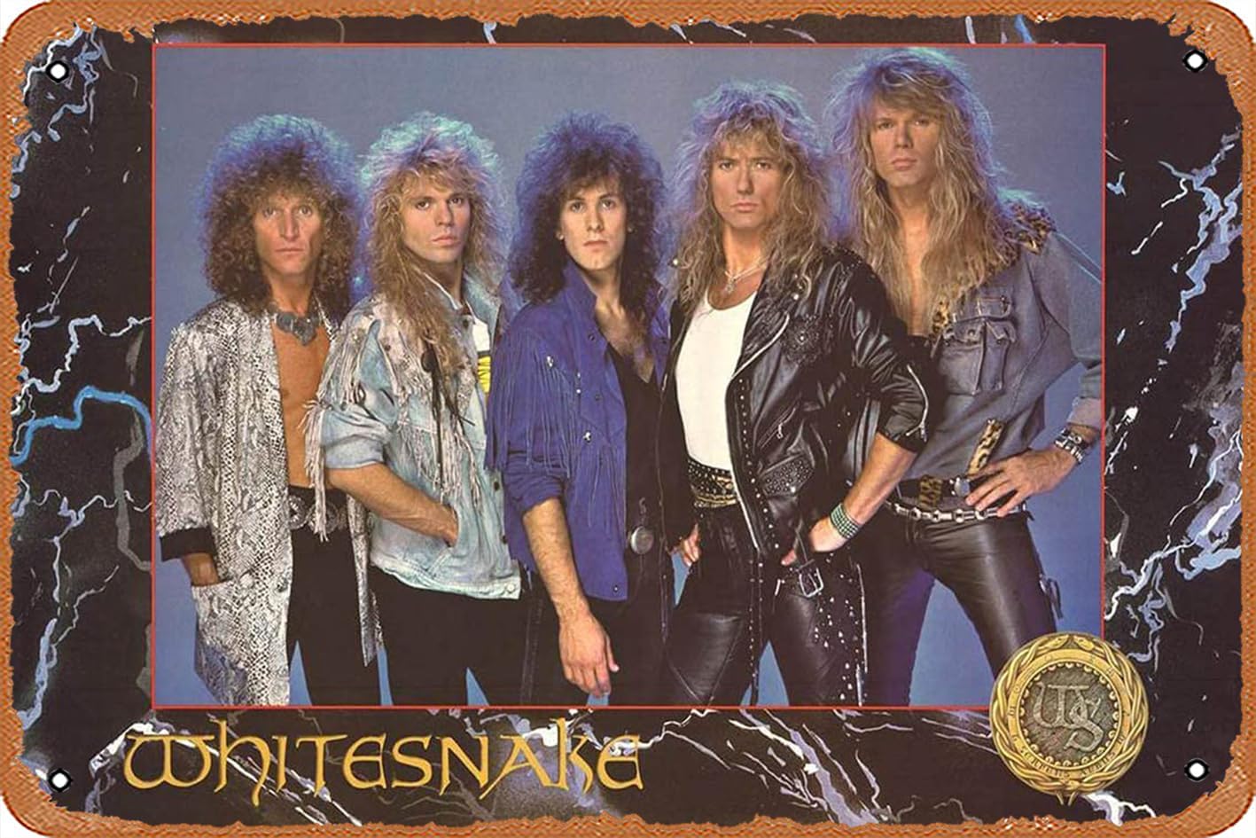 Zuhhgii Music Metal Posters Whitesnake Band Portrait 1989 Tin Metal Sign 8" X 12"