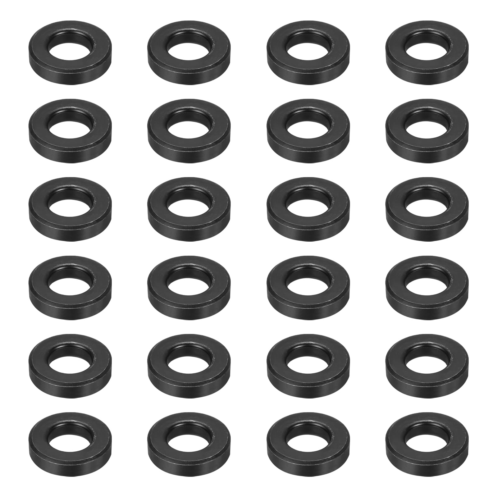 QUARKZMAN 24 Piezas de Arandela Plana Negra de 1" para Tornillo M24 Arandelas de Acero de Metal 24 Mm DI 50 Mm de 10 Mm de Longitud para Uso Industrial Tornillos Pernos