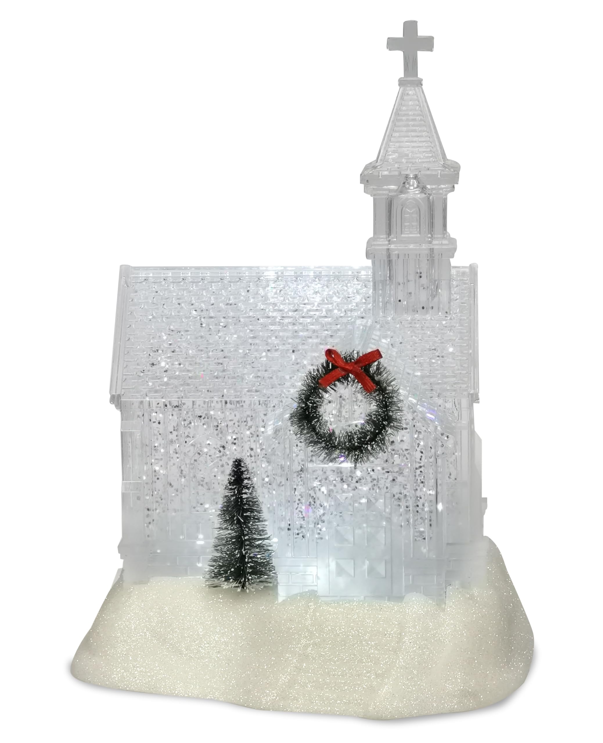 Décoration de table d'église à paillettes blanche 23cm objet ornement de Noël