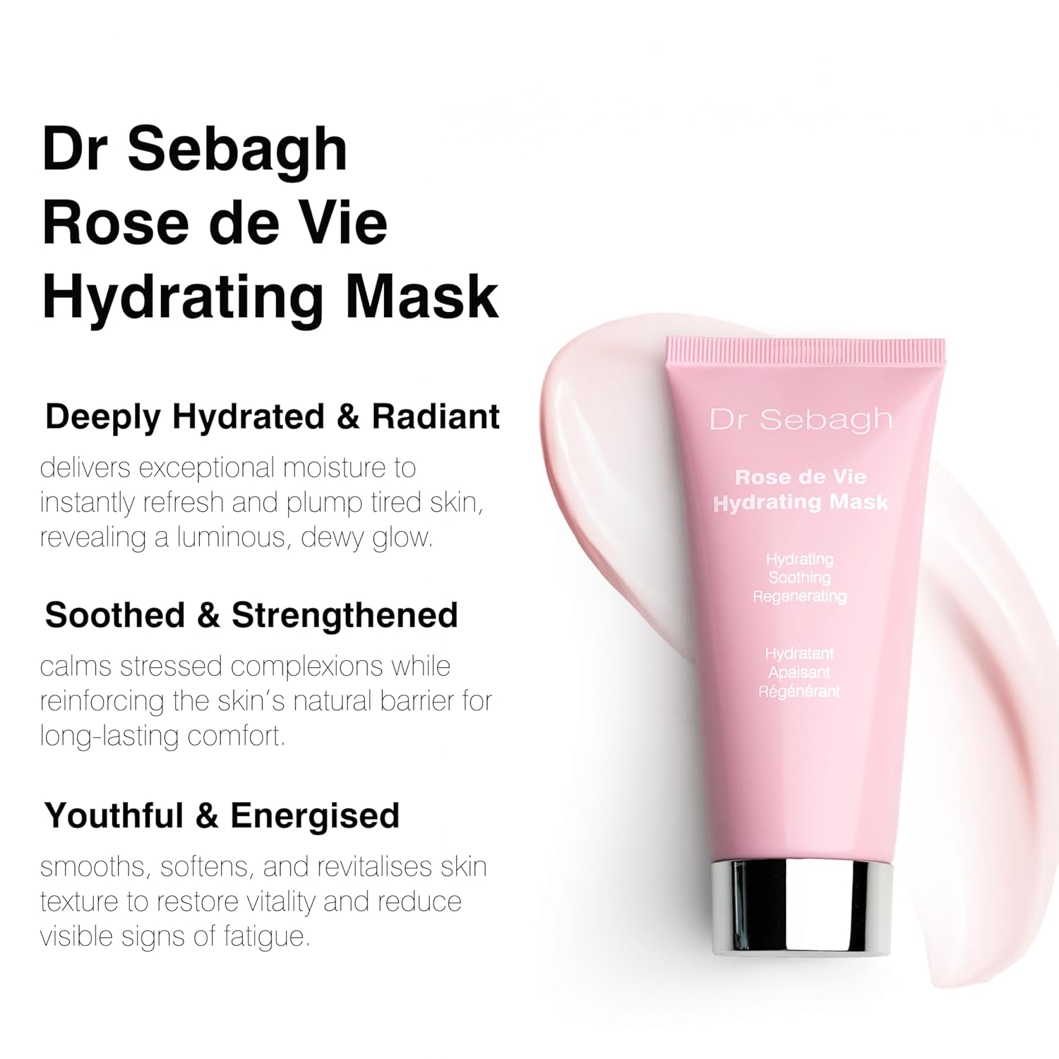 Dr Sebagh Rose de Vie Hydrating Face Mask (3.38 fl oz) - Collagen-Rich Moisturizing and Hydrating Mask for Face - Skin Care Face Mask for Dewy, Glowing Skin - Image 4