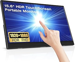 Lrtzcbi Portable Monitor Touchscreen 15.6 Inch IPS Full HD 1080P HDR Eye Care External Monitor USB Type-C HDMI for Laptop PC Computer Raspberry pi PS4 Switch MAC Phone,Built in Stand&Speakers