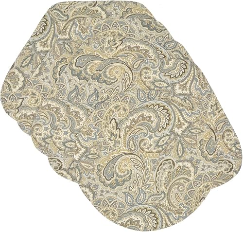 Miniatura 7 de Sweet Pea Linens Juego de dos manteles individuales en forma de cuña de cachemira azul polar