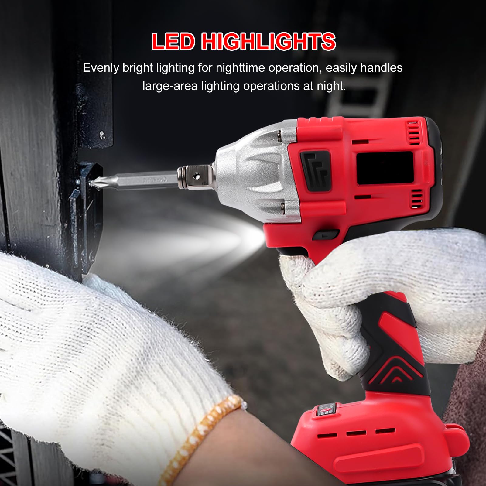 Llave de choque inalámbrica, 21 V, 300 Nm, 1/2 pulgadas, atornillador de impacto eléctrico, llave de impacto con 5 piezas, 1300 mAh, baterías para el hogar/el coche/DIY