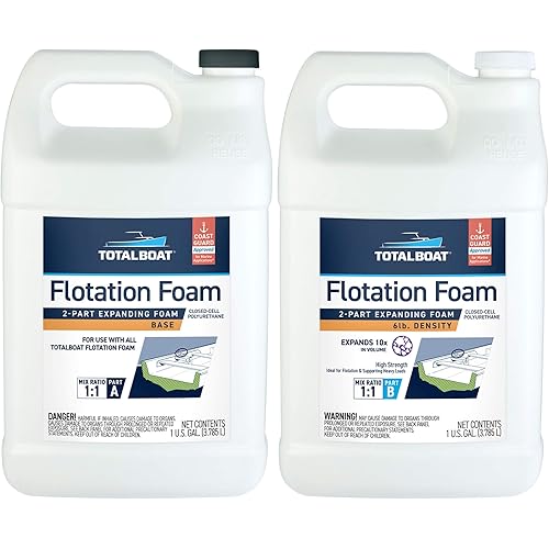 TotalBoat 6 Lb Density Expanding Foam Kit, 2 Part Closed Cell Polyurethane Liquid Foam for Boat Flotation, Casting, Carving, Sculpture, Reinforcement and Void Filling (2 Gallon Kit)