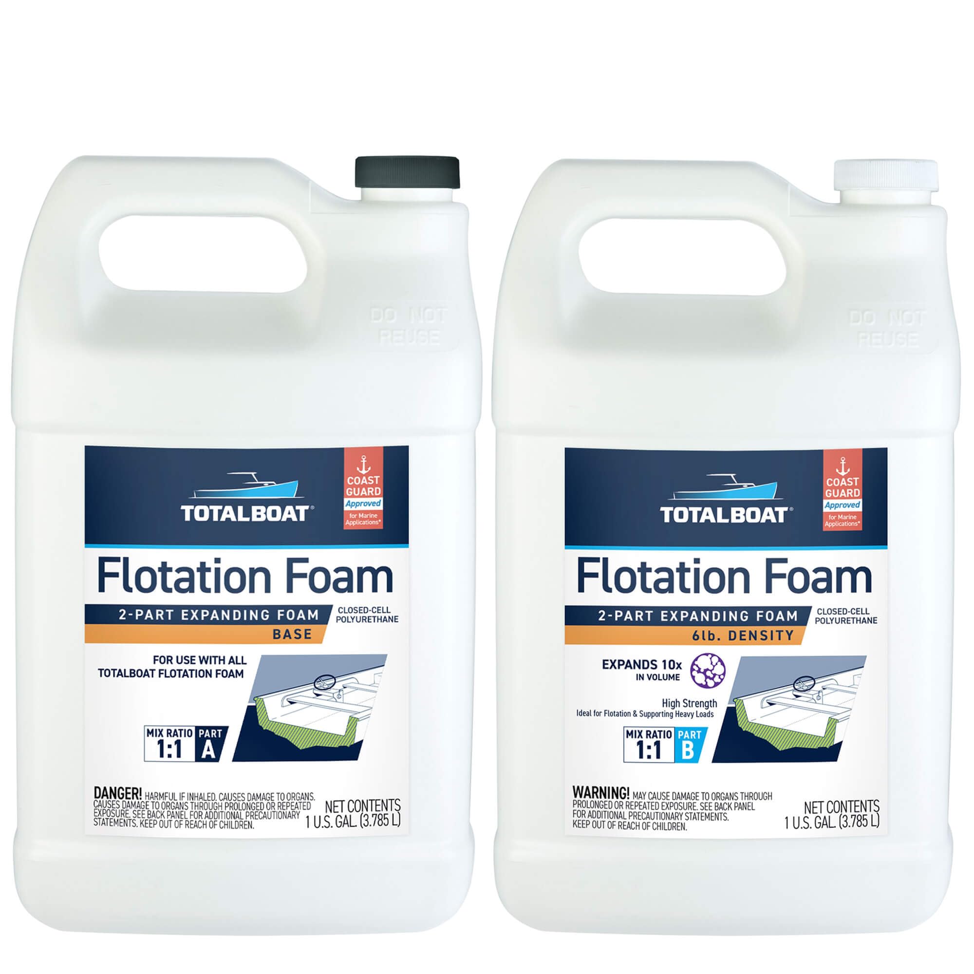 TotalBoatLiquid Urethane Foam Kit 6 Lb Density, Closed Cell for Flotation & Reinforcement 2 Gallon Kit TB-FOAM6 1