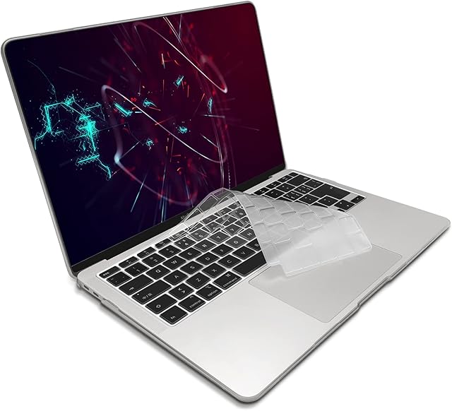 ZYB Ultra Thin TPU Keyboard Cover, High Transparency & Dustproof MacBook Air Keyboard Cover for 2020 MacBook Air 13 Inch M1 A2337 A2179 with Retina Display and Touch ID, QWERTY EU UK Layout, Clear