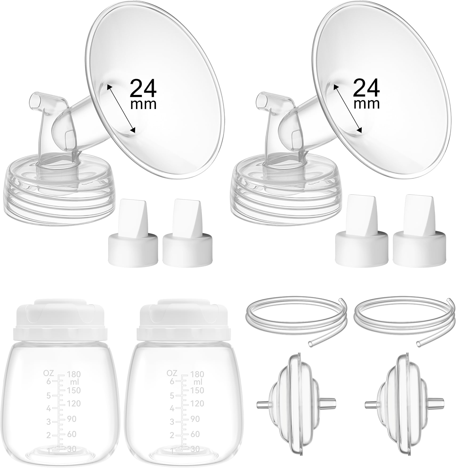 TOVVILD Breast Pump Accessories 6oz Milk Collection Bottles, Compatible with Spectra S1/S2/S9, Not Original Spectra Part, Replacement 24mm Flange