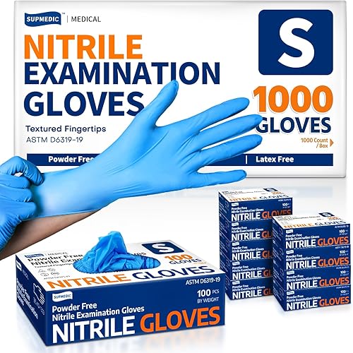 Miniatura 7 de Guantes de examen médico de nitrilo, sin látex y sin polvo, no estériles, seguros para alimentos, guantes desechables de limpieza, 1000 unidades