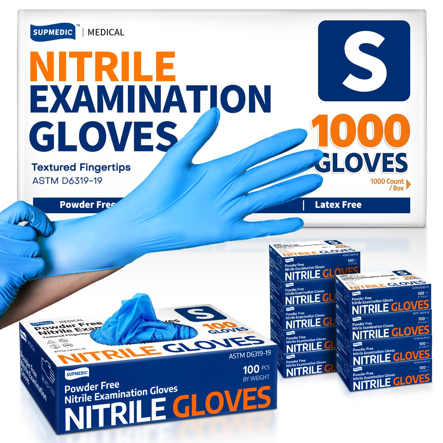 Medical Soft Max Nitrile Exam Gloves 1000 Pcs Latex-Free Powder-Free Food Safe Clean Cooking Disposable Glove Blue