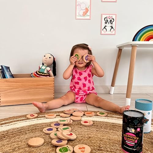 Miniatura 5 de bee smart Juego de memoria de madera - Juego de memoria a juego para niños de 3 años en adelante, 16 piezas  Juguete educativo para niños