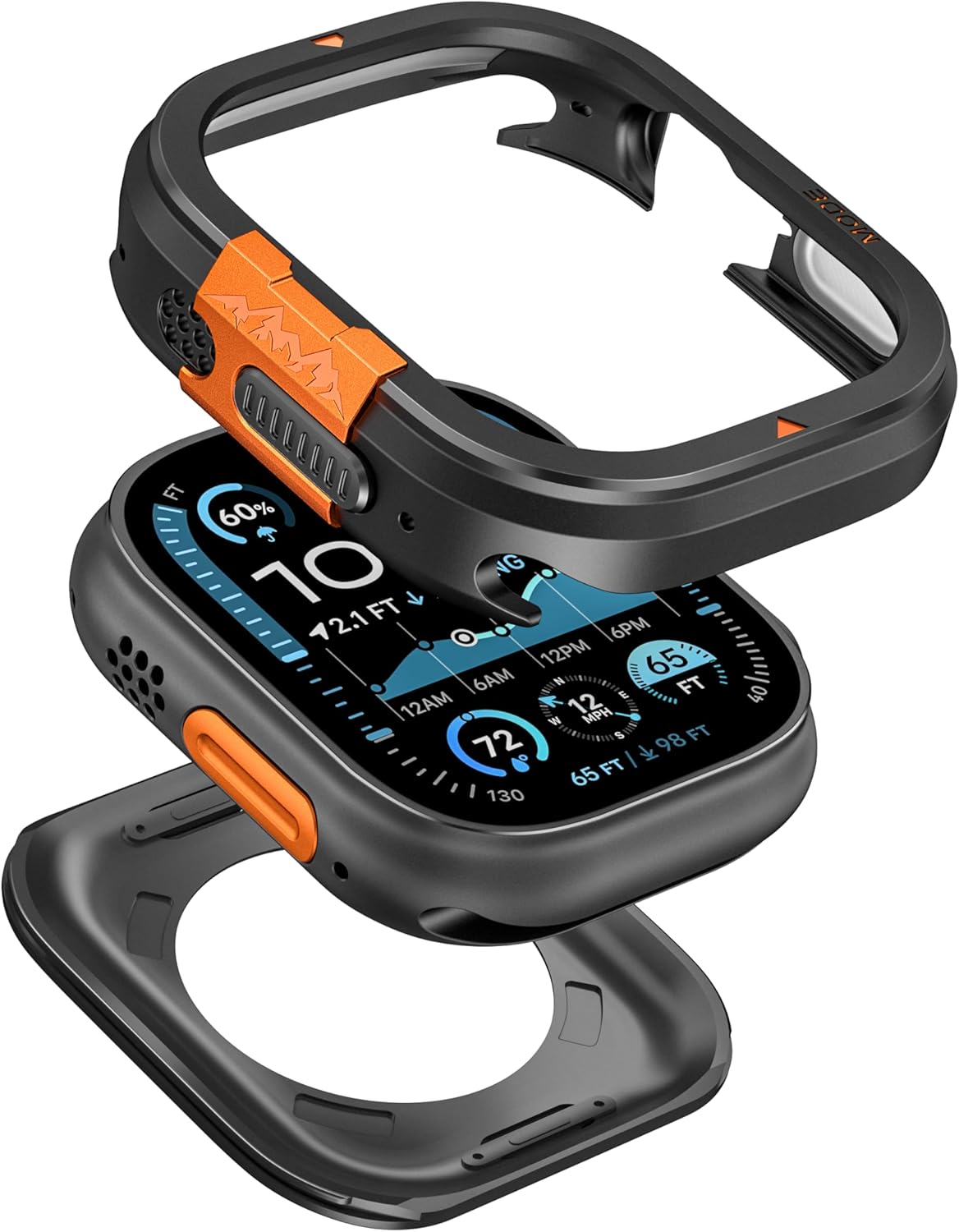 VeveXiao Luxury Designer Rugged 2 in 1 Metal Case Compatible with Apple Watch Ultra 2 49mm Case, Metal Shockproof Protective Bumper Cover for Men Women Black ，Ultra 2/1 49mm