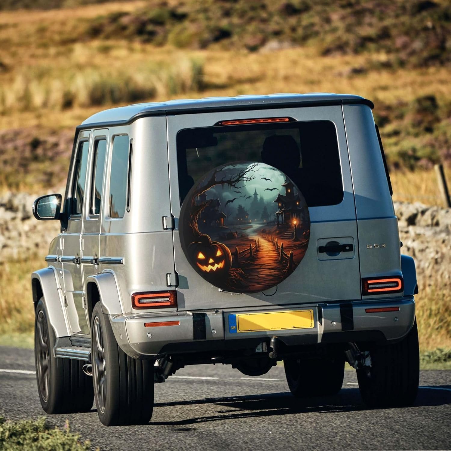 Halloween Castle Pumpkin Spare Tire Cover Waterproof Dust-Proof Uv Sun Wheel Protectors Tire Cover Fit for Jeep，SUV, Rv, Travel Trailer, Truck15 Inch