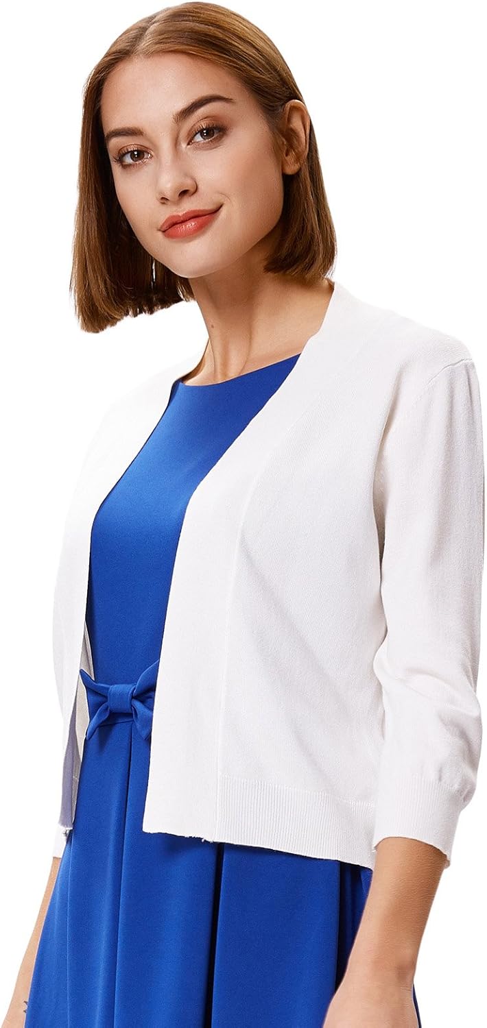 GRACE KARIN Women's 3/4 Sleeve Knit Cropped Cardigan Sweaters Open Front Bolero Shrugs Sweater Tops S-3XL - Image 3