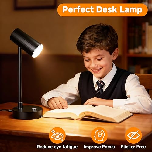 Miniatura 5 de ShineTech Lámpara de escritorio LED con cabezal ajustable, 3 modos de color y atenuación continua, lámpara de escritorio táctil para oficina en