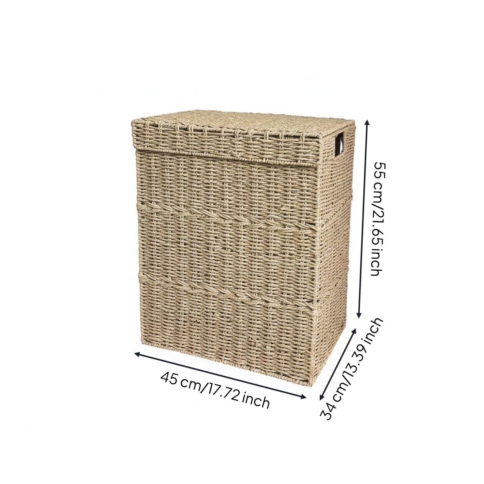 2 Stück Wäschekorb mit Deckel geflechtetes Rattan-Designoptik Aufbewahrungskorb dekorativ Aufbewahrungsbox, Set Aus 2 Wäschekörben Klein + Groß