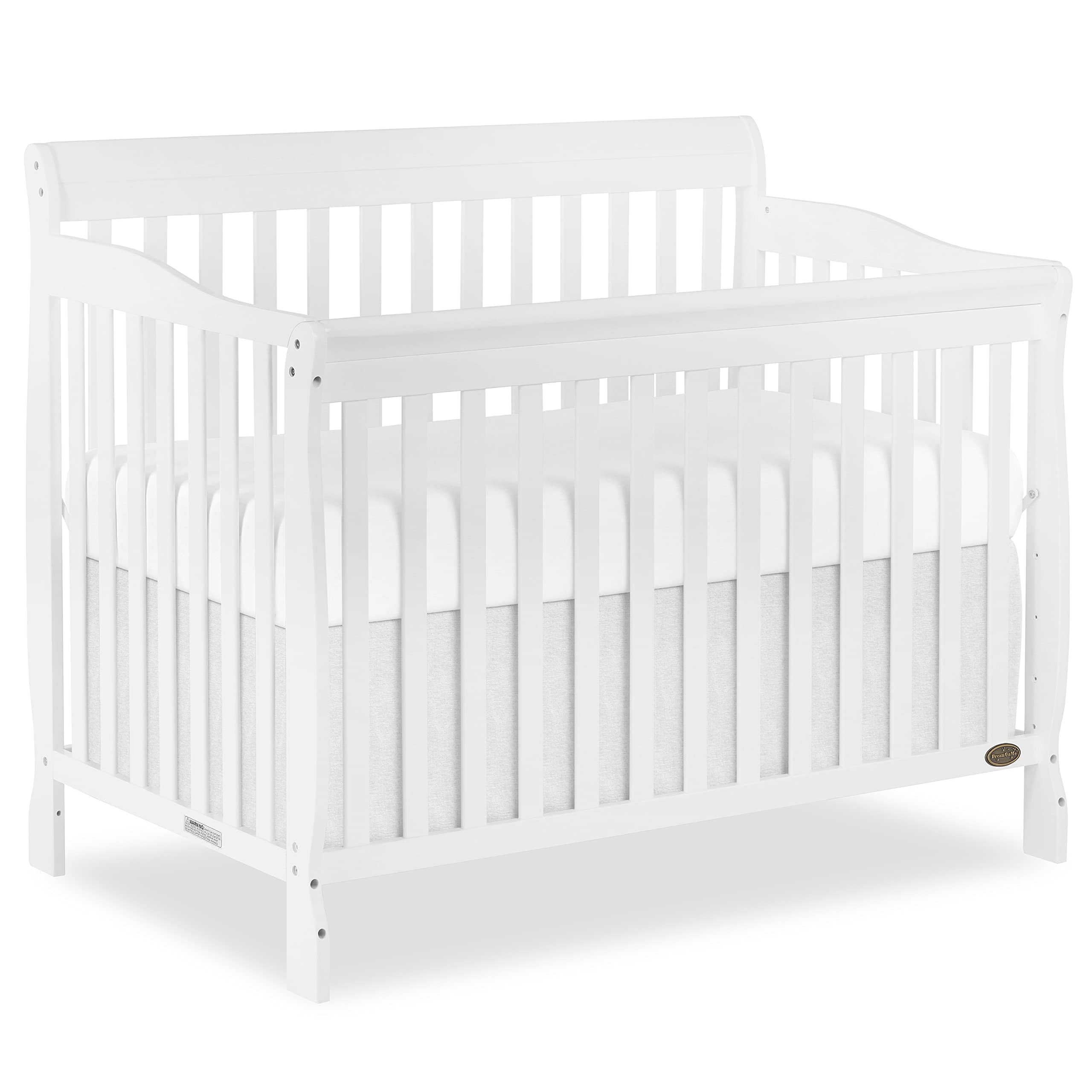 Dream On Me Ashton 4-in-1 Convertible Full-Size Baby Crib, White, GreenGuard Gold & JPMA, Sustainable Pinewood, 4 Mattress Heights, Converts to Toddler, Day & Full-Size Bed