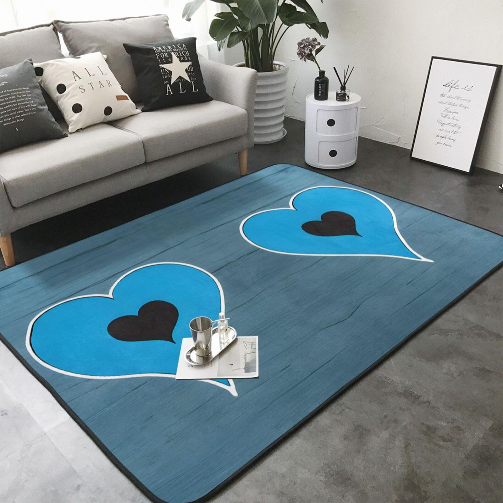 I Love Gymnastics Print Living Room Anti Slip and Absorbent Carpet, Indoor Bedroom Bed Floor Mat, Ultra Soft Washable Carpet 80x58 in