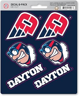 FANMATS 39807 University of Dayton Decal 6-pk - Works On Hard Surfaces - for Homes, Cars, Trucks, SUVs, Personal Items, Laptops, Cell Phones | Navy | 5” x 6.25” | 6 Various Logos/Wordmark