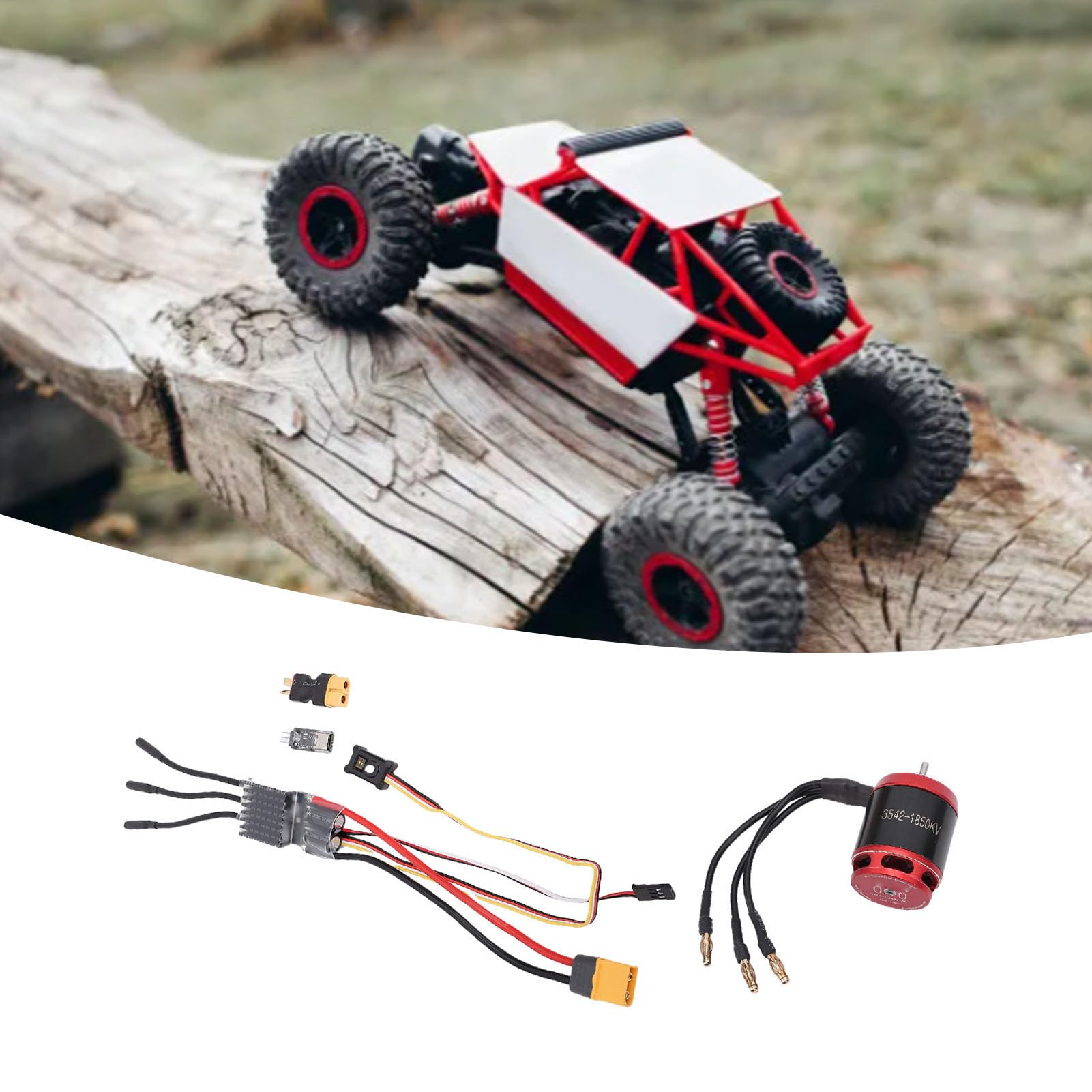 Pongnas RC-Brushless-Antriebsstrang-Kombination für Axial SCX10 – 3542-Brushless-Motor + 80-A-Regler mit Vorverdrahteten Kabeln, Programmierung und BEC – Verbessertes Crawler-Antriebssystem für /10 RC