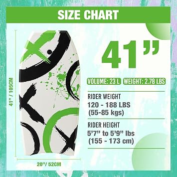 Breeze 41 Bodyboard – Lightweight EPS Core Body Board with IXPE Deck, HDPE Slick Bottom, Crescent Tail & Coiled Wrist Leash – Ideal for Beach Surfing & Wave Riding (White)