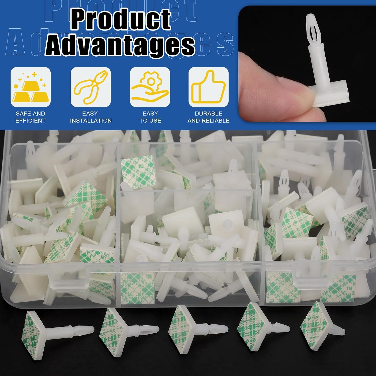 Glarks 125pcs 4.8/7.9/11/14.2/15.8MM Sticky PCB Spacer, White Supporting Height Adhesive Insulated Standoff Locking Snap-in Posts Fixed Clip Insulated Adhesive Reverse Mount Standoff for PCB PC Board
