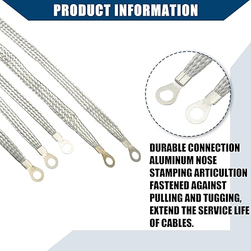 Miniatura 6 de Correa de tierra automotriz3 piezas de 10 x 12 pulgadas y 2 correas universales de cable de conexión a tierra para vehículos de 13 x 12 pulgadas,
