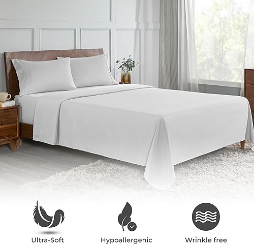 Miniatura 4 de ESSELL 247 Lujoso juego de sábanas tamaño matrimonial, súper suave, sin arrugas con bolsillos profundos, hipoalergénico, transpirable y resistente a