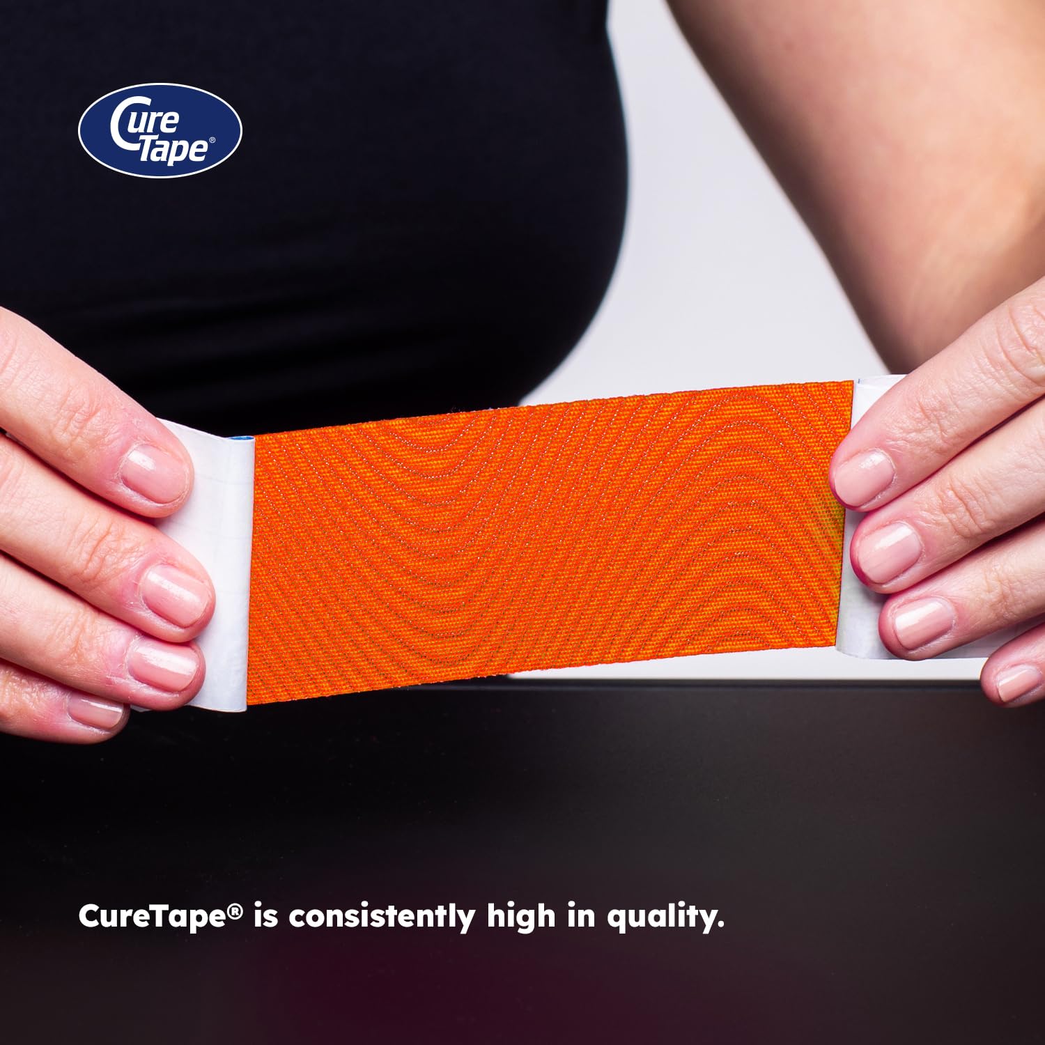 CureTape Classic Giant: Rollo Extra Grande de Cinta Kinesiológica | 5cm x 31.5m | Cinta Hipoalergénica| Vendaje para Alivio del Dolor, Soporte Muscular y Articular | Gran Adhesión | Naranja