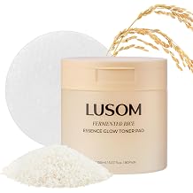 LUSOM Fermented Rice Essence Glow Toner Pad &ndash; Korean Rice Toner Pads, Hydrating &amp; Soothing Daily Care for Sensitive Skin &ndash; 80 Pads (5.07 fl. oz. / 150ml)