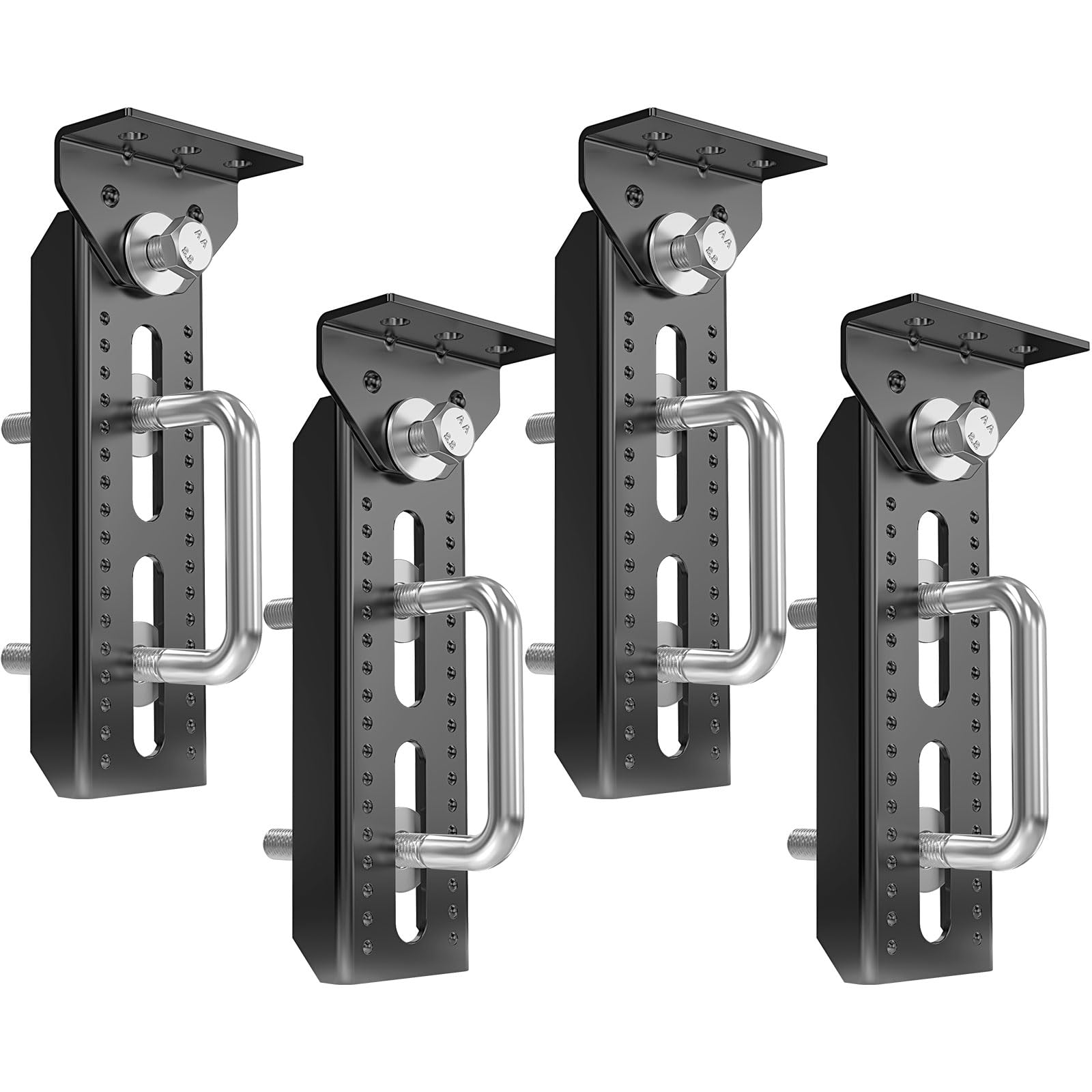 Photo 1 of 4 Pack 8" Boat Trailer Bunk Brackets , Heavy Duty Black Powder-Coated Steel | Swivel Top Bunk Bracket Kit for 1.5"x3", 2"x3", 3"x3" Crossmembers,Complete Hardware Kit for Boat/Pontoon/Jet Ski Trailers