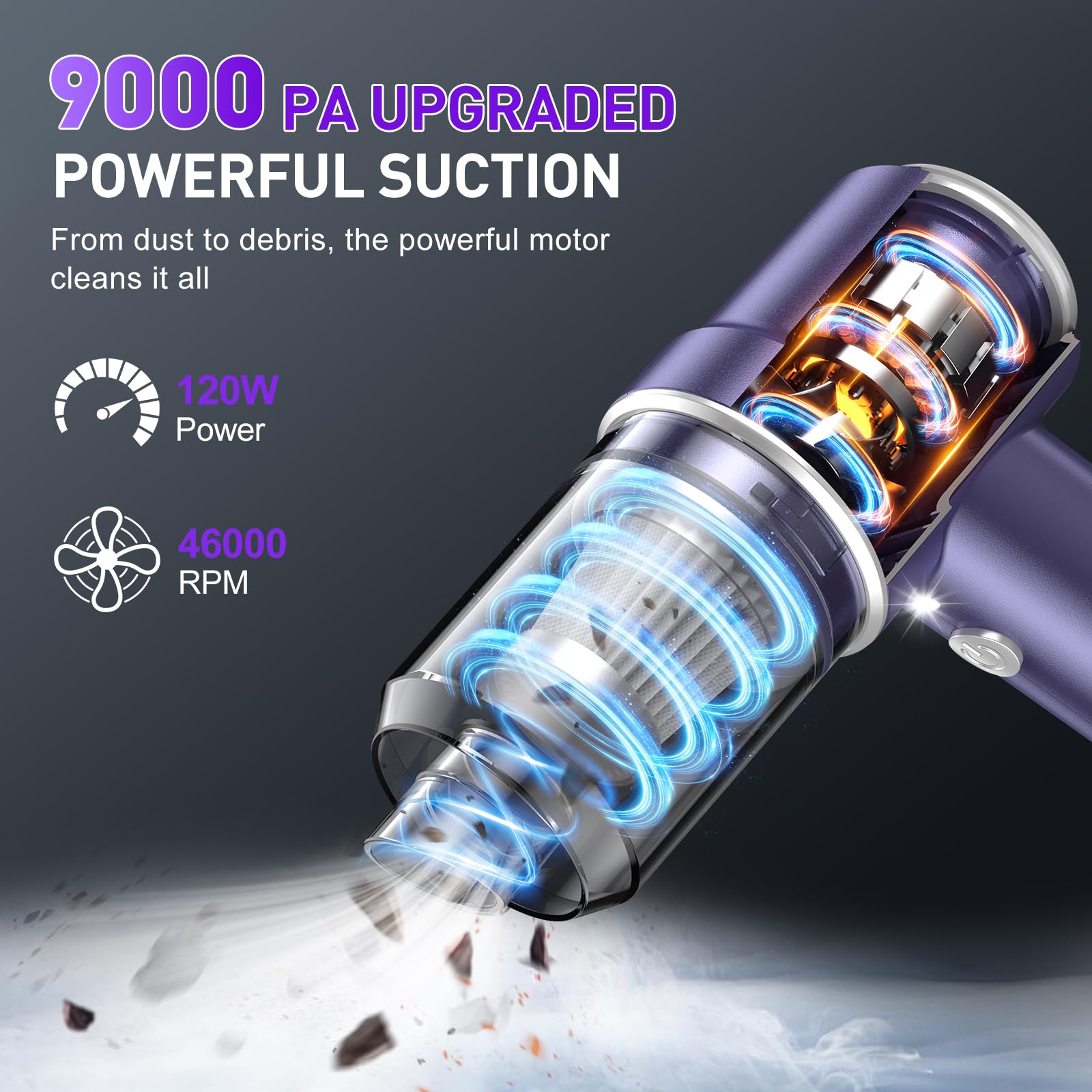 KMM Handheld Car Vacuum Cleaner, Hand Held Vacuum Cleaner & Air Duster view 3