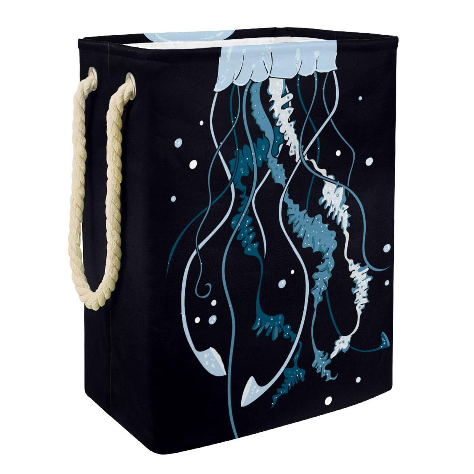 Grand panier à linge méduse de mer avec poignée pour chambre et dortoir