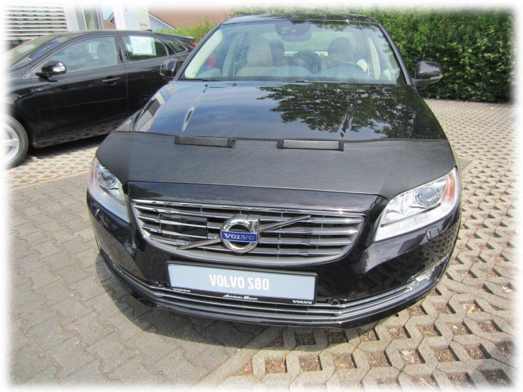 AB-00669 Carbon Fiber Look Hood Bra Compatible with Volvo S80 2006-2016 Front End Nose Mask Bonnet Bra