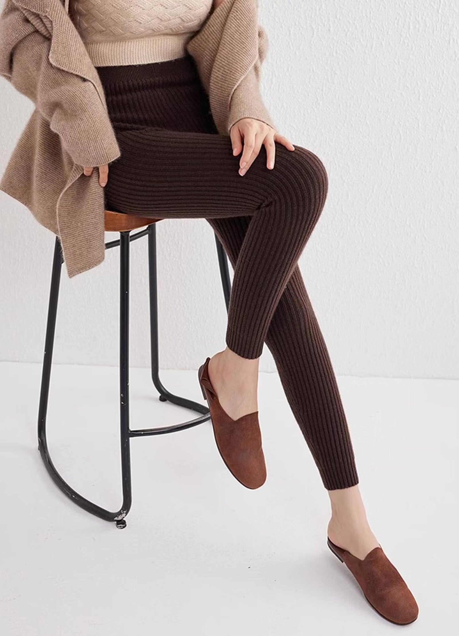 100% Cachemira Pantalones térmicos para Mujer,Pantalones de Cintura Alta para Mujer,Pantalones térmicos de Invierno para Caminar Esquiar Senderismo